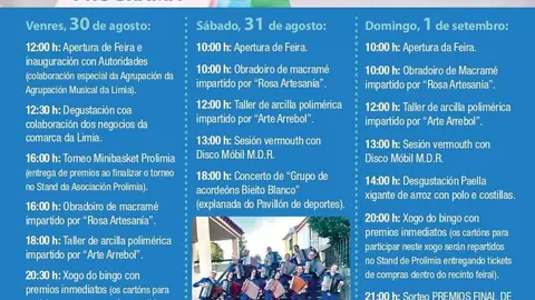 Programaci&oacute;n V Feira del Comercio Prolimia