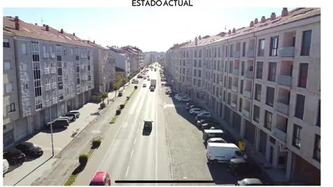 Estado actual de la Avenida de Ourense en Xinzo de Limia.