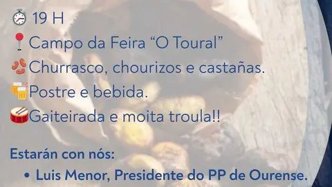 O Partido Popular de Xinzo celebra o seu magosto aberto a veci&ntilde;anza.