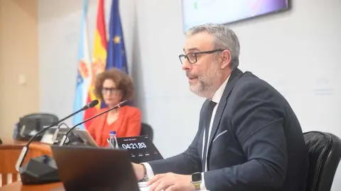 Jos&eacute; Ram&oacute;n Parada, xerente do Sergas, durante a s&uacute;a intervenci&oacute;n este m&eacute;rcores na Comisi&oacute;n de Sanidade do Parlamento de Galicia.