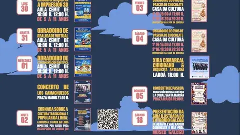 Actividades de Semana Santa organizadas por el Concello de Xinzo en distintos espacios.