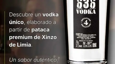 La botella de 636 Vodka, protagonista absoluta de la jornada de este viernes en Xinzo, elaborada con patata premium de A Limia.