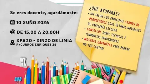 Cartel da I Feira Escolar de Papeler&iacute;a organizada por Carlin en Xinzo de Limia.
