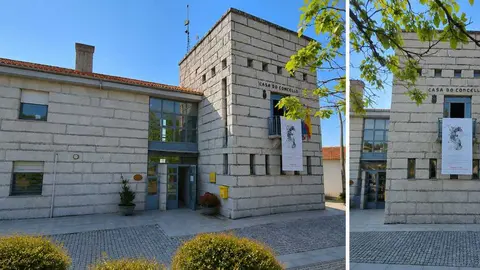 El cartel del programa "Ra&iacute;&ntilde;as" ya luce en la fachada de la Casa do Concello de Calvos de Rand&iacute;n.