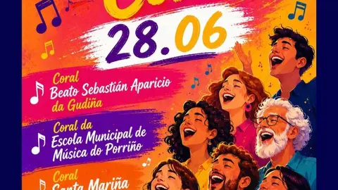 Cartel oficial del Festival de Corales de Xinzo de Limia programado para el pr&oacute;ximo domingo 28 de junio.