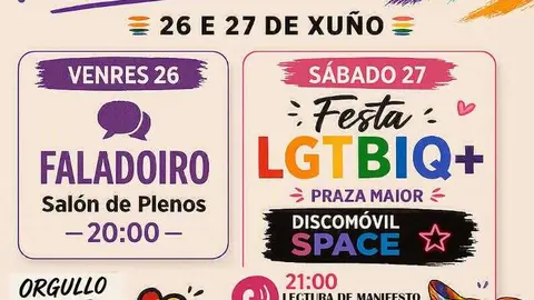 Cartel da programaci&oacute;n do Orgullo 2026 organizada polo Concello de Xinzo de Limia.