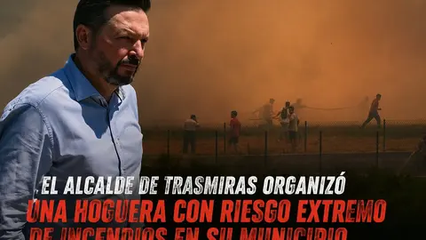 Tras el alcalde de Trasmiras, la imagen de los vecinos de Vilar de Lebres, combatiendo las llamas con lo que pod&iacute;an.