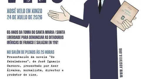 Cartel dos actos do 65 aniversario da faza&ntilde;a antifascista de Xos&eacute; Velo.