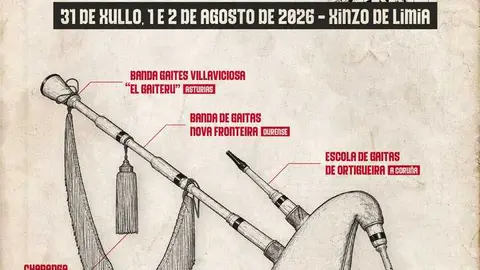 Cartel do VIII Festival Internacional de Bandas de Gaitas "Vila de Xinzo".