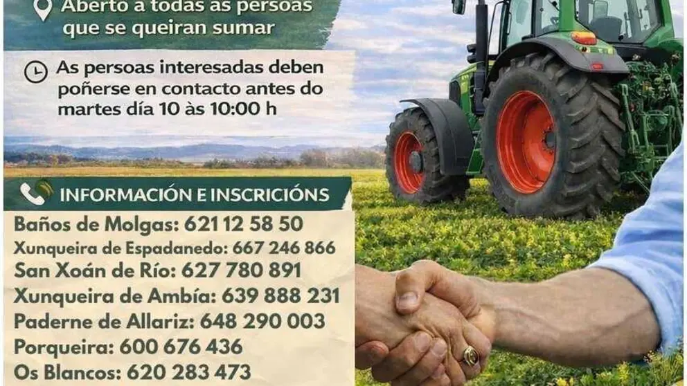 Cartel oficial de la convocatoria conjunta de los concellos rurales para organizar el viaje a Madrid.