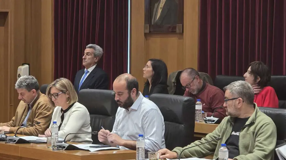 Representantes del PSdeG-PSOE durante el debate de las mociones en el pleno provincial.