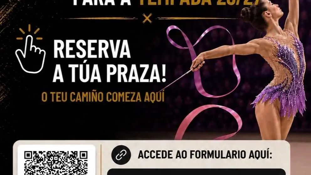 Cartel da preinscrici&oacute;n de ximnasia r&iacute;tmica da EDC Xinzo de Limia para a tempada 2026/27.