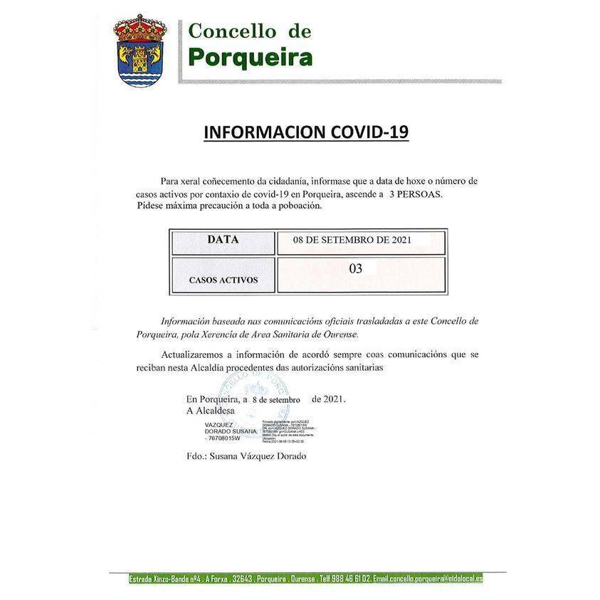 Bando emitido pola alcaldesa de Porqueira.
