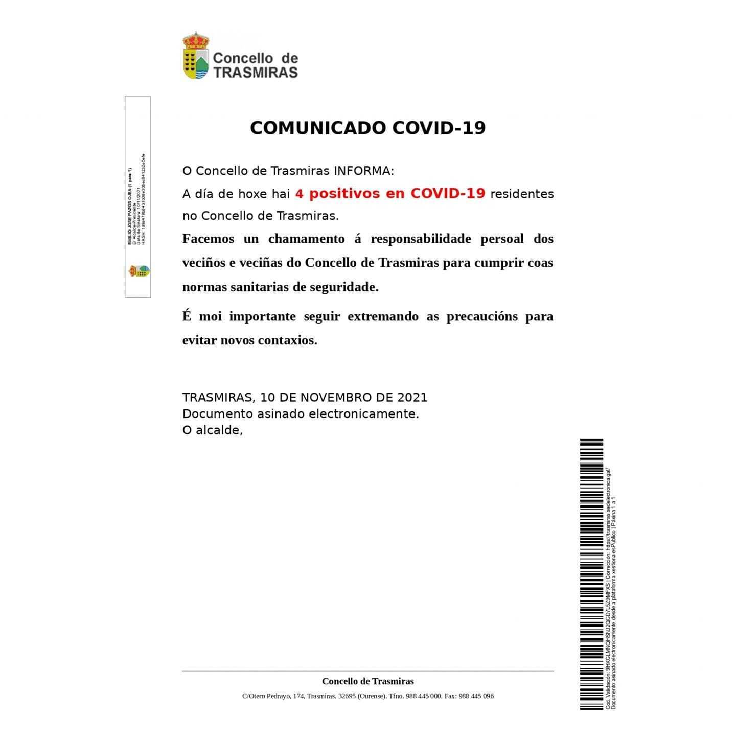 Bando emitido polo alcalde de Trasmiras