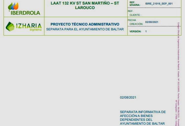 Separata do Proxecto de Execución da LAT do Larouco con información para o Concello de Baltar (FILEminimizer)