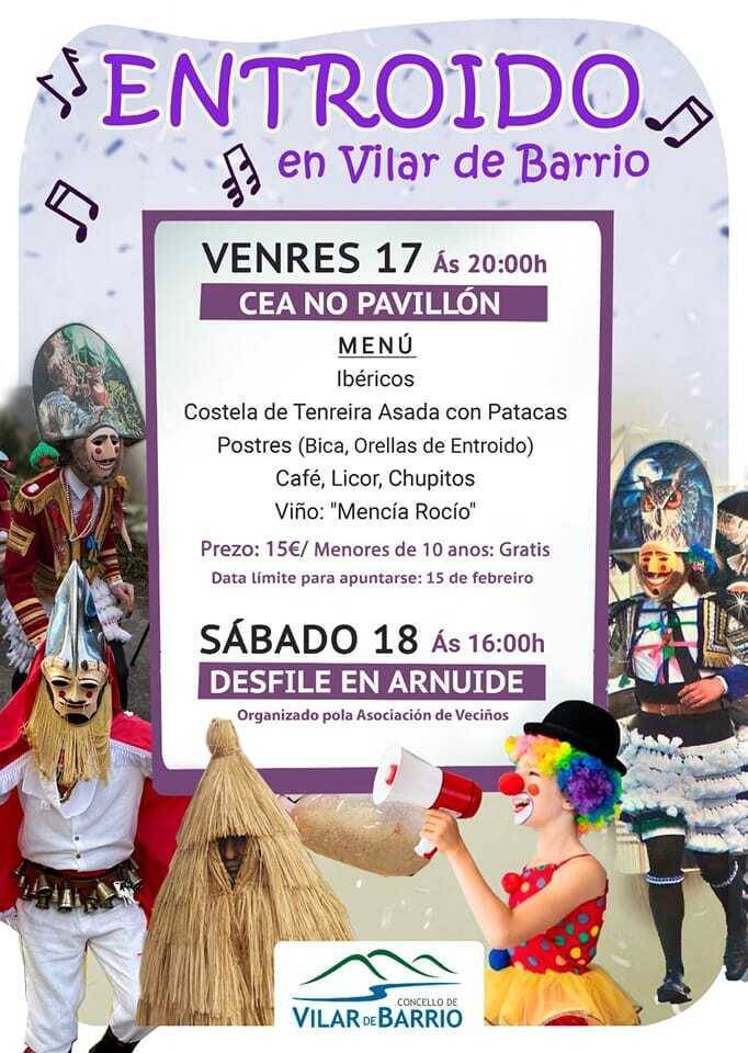 Cartel do Entroido en Vilar de Barrio.