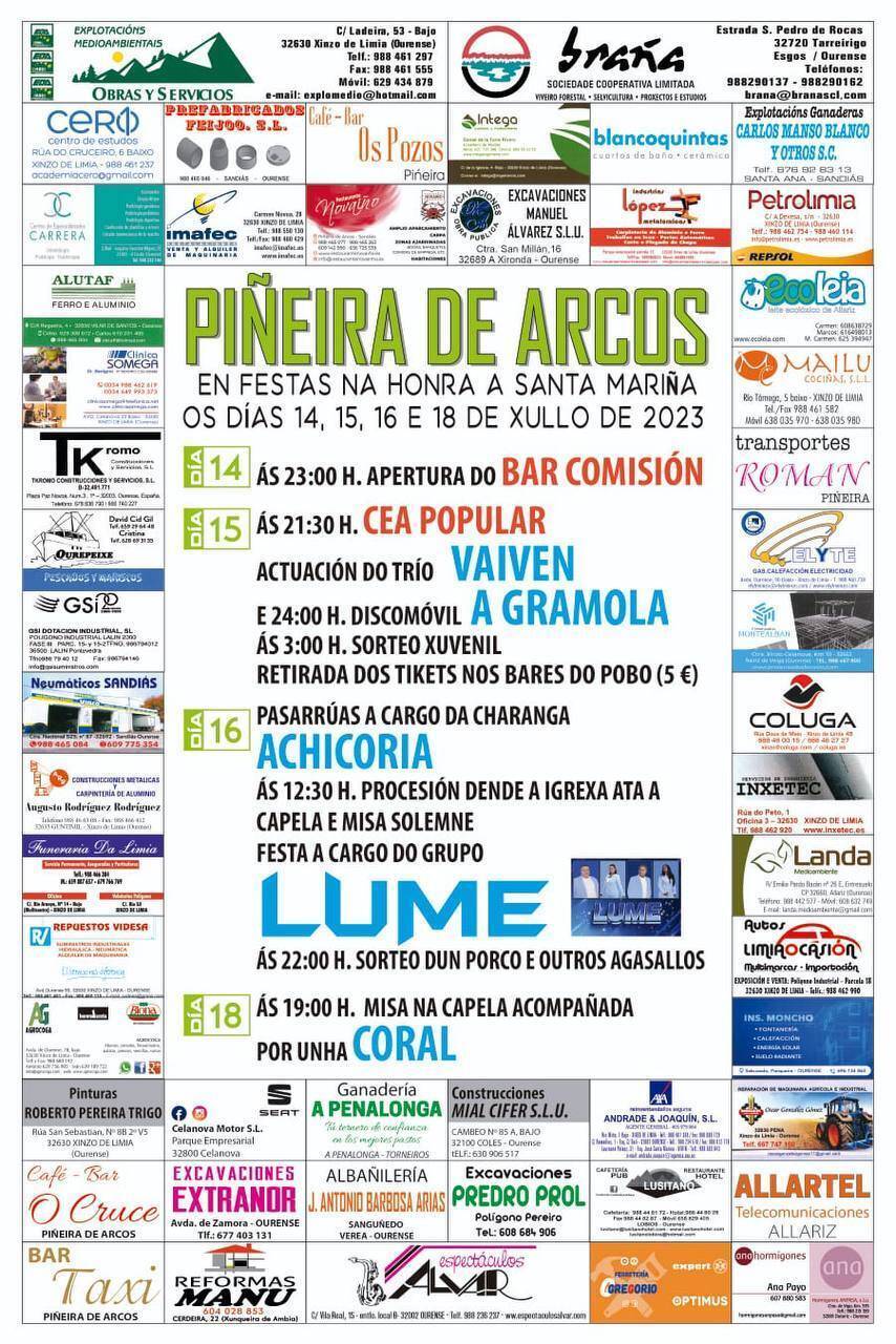 Cartel das festas de Piñeira de Arcos | FOTO: Graficas Cars.