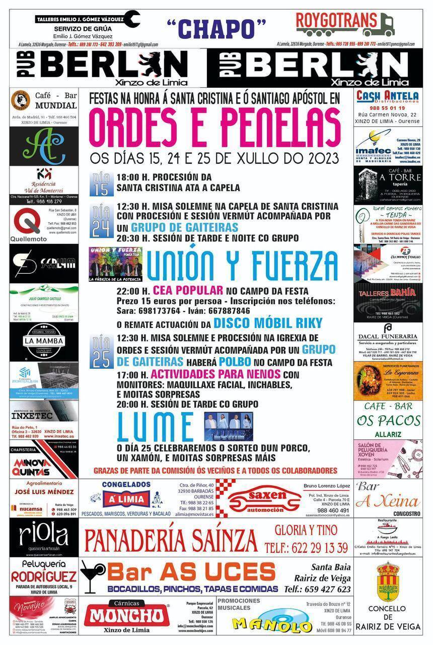 Cartel das festas de Ordes e Penelas. FOTO: Gráficas Cars