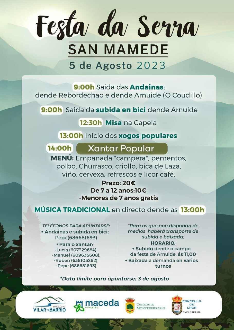 Programación da festa da serra de San Mamede.