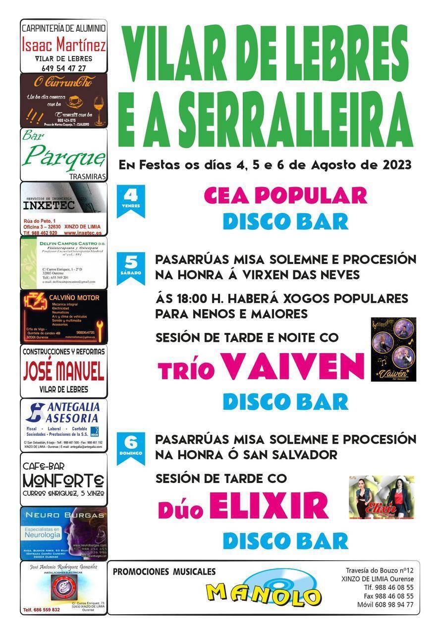 Cartel das festas patronais de Vilar de Lebres e a Serralleira. FOTO: Gráficas Cars.