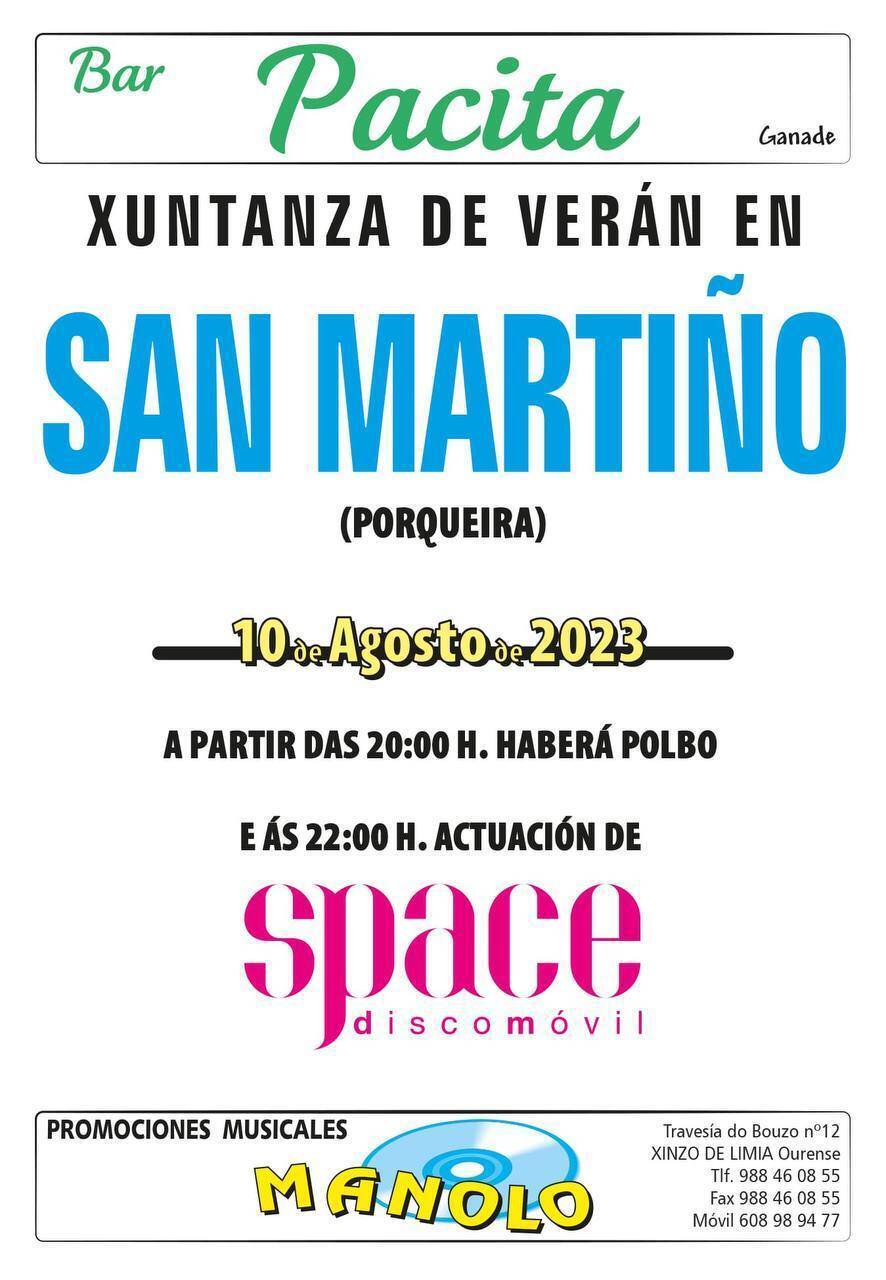 Cartel da xuntanza de verán en San Martiño. FOTO: Gráficas Cars.