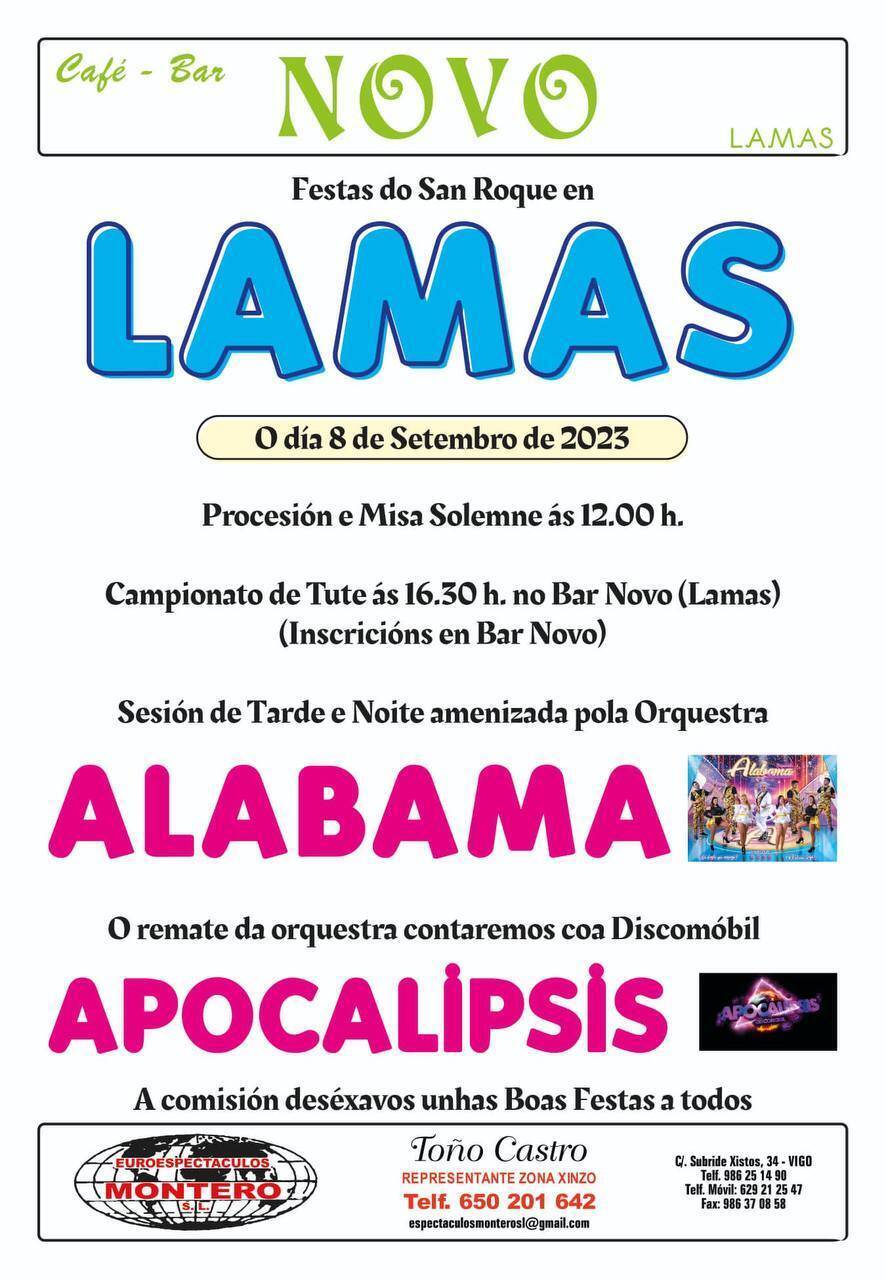 Cartel das Festas do San Roque en Lamas. FOTO: Gráficas Cars
