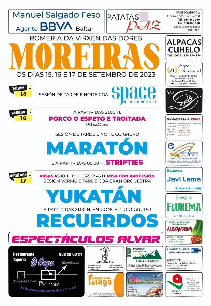 Cartel da romaría en Moreiras. FOTO: Gráficas Cars