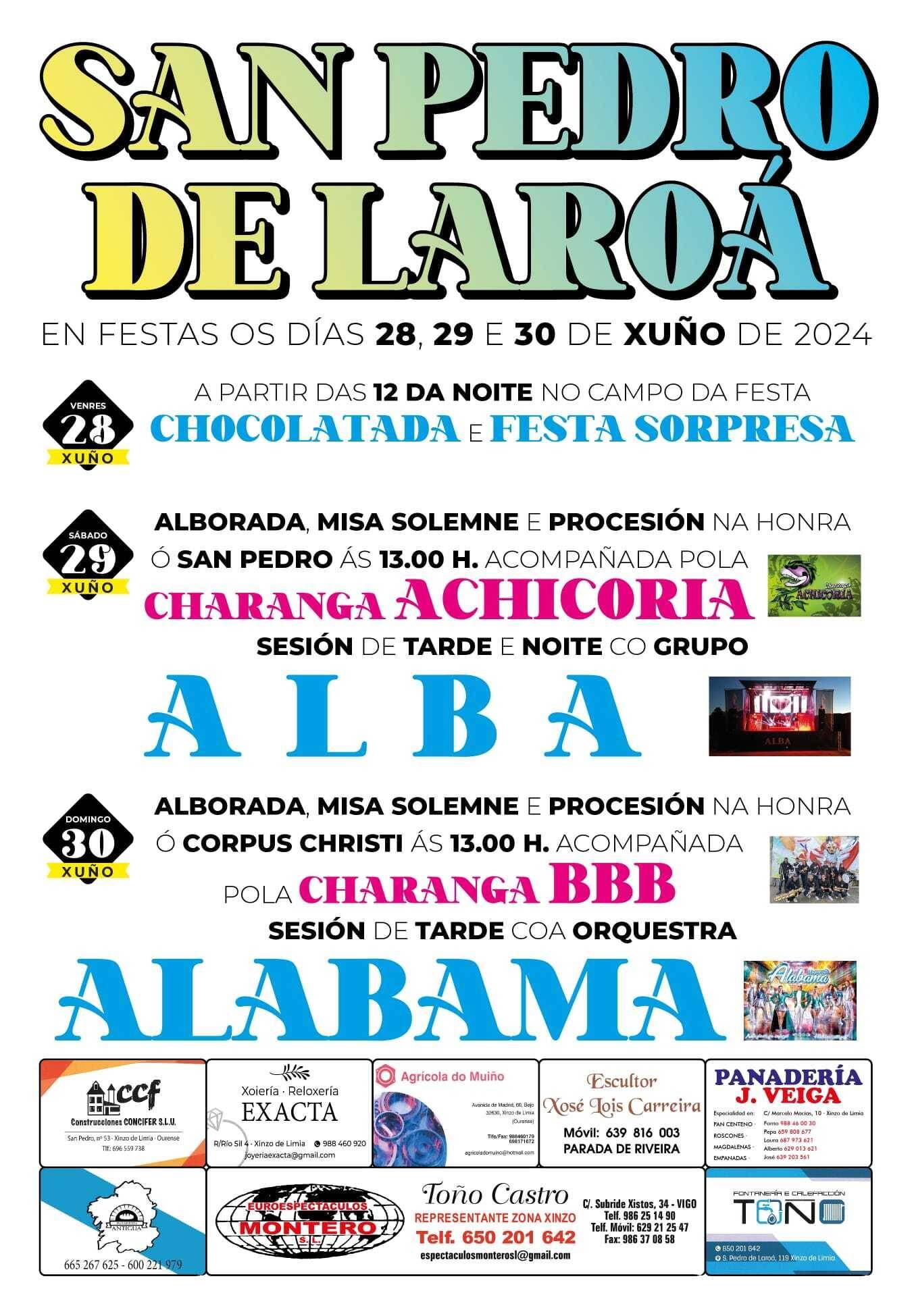 Cartel das festas de San Pedro de Laroá. | FOTO: Gráficas Cars.