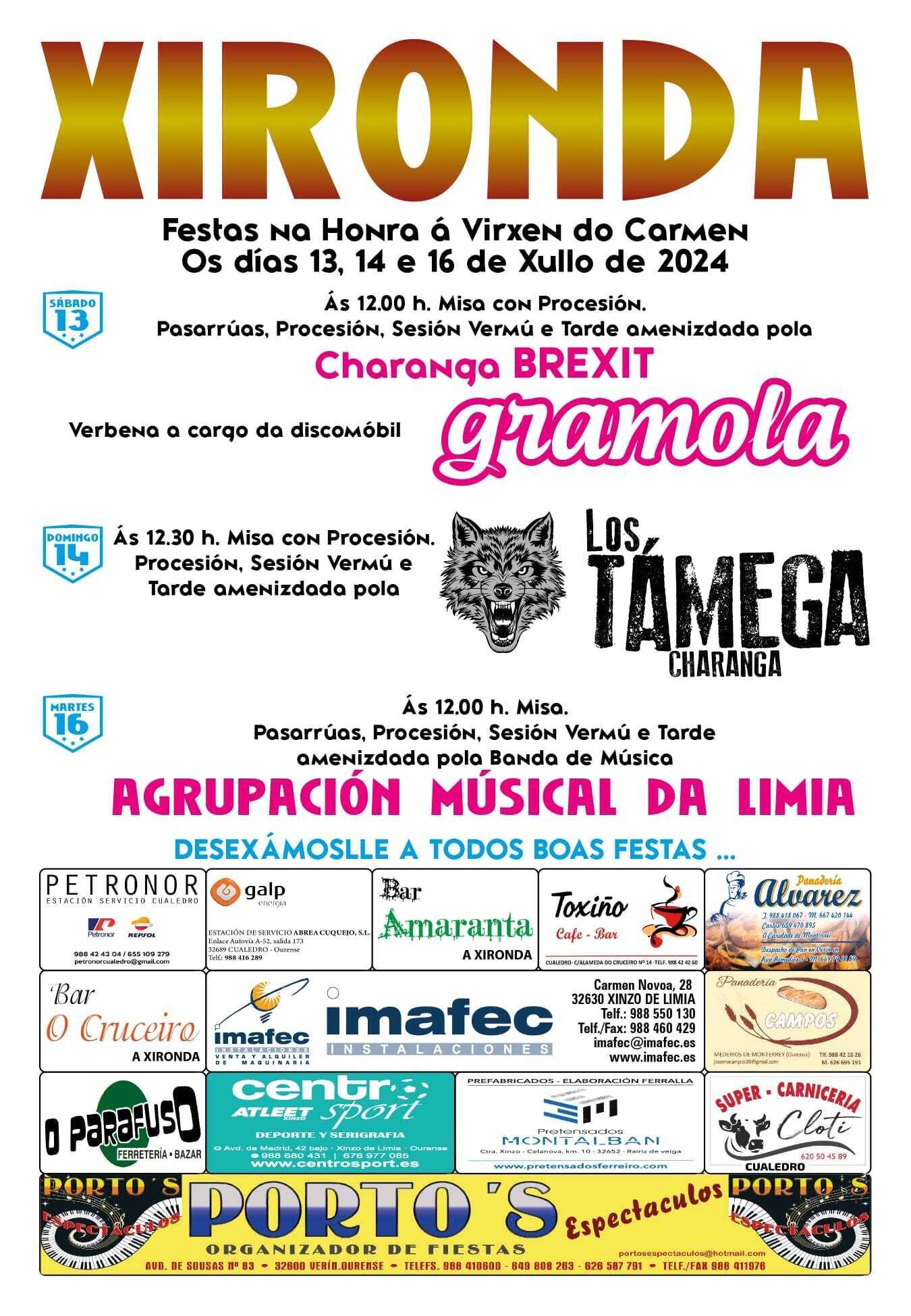 Cartel das festas da Xironda. | FOTO: Gráficas Cars.