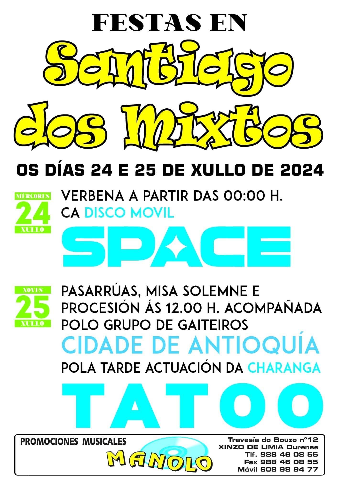 Cartel das festas de Santiago dos Mixtos. | FOTO: Gráficas Cars.