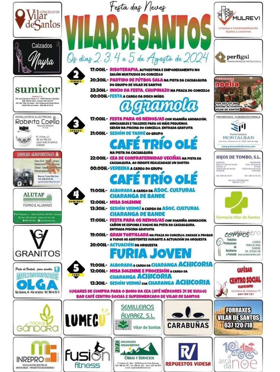 Cartel das festas de Vilar de Santos.