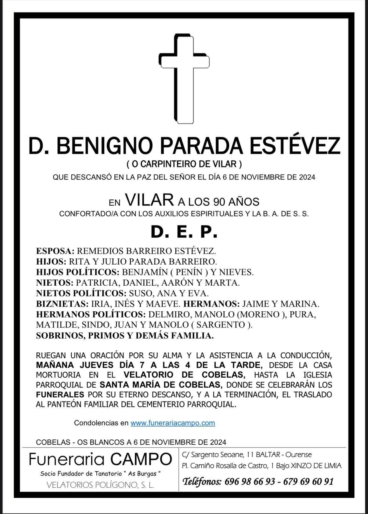 benigno parada estévez
