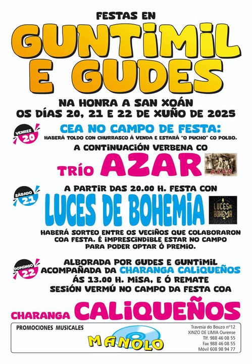 Cartel das Festas de Guntimil e Gudes. | FOTO: Gráficas Cars.