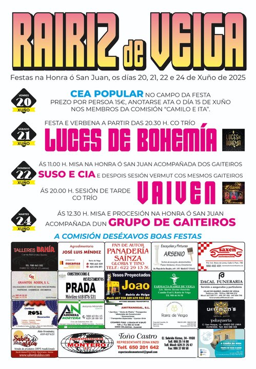 Cartel das festas de Rairiz de Veiga. | Gráficas Cars.