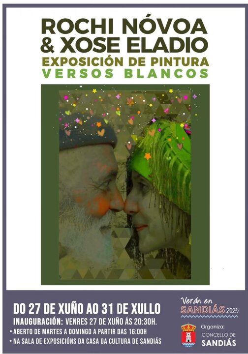 Rochi Nóvoa e Xosé Eladio presentan a súa exposición de pintura no Concello de Sandiás.