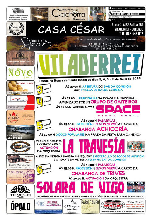 Cartel das festas de Viladerrei.