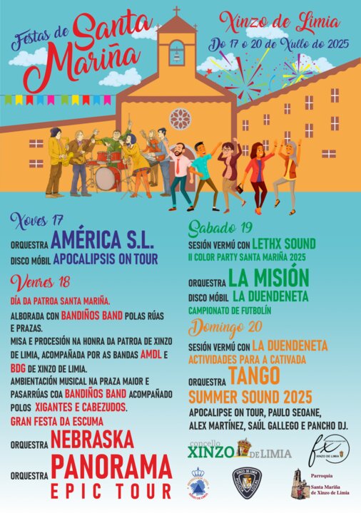 Cartel das Festas de Santa Mariña en Xinzo de Limia.
