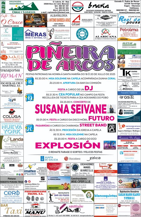 Cartel das festas de Piñeira de Arcos. | FOTO: Gráficas Cars.