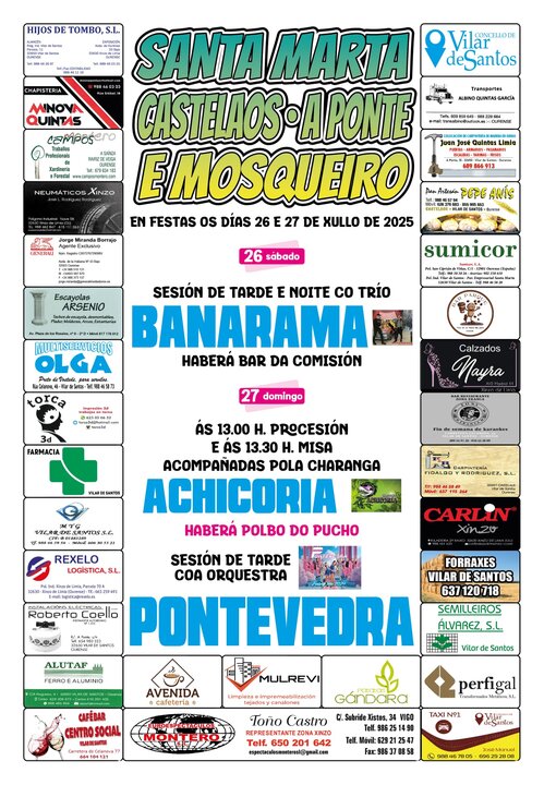 Cartel das festas de Santa Marta, Castelaos, A Ponte e Mosqueiro. |  FOTO: Gráficas Cars.