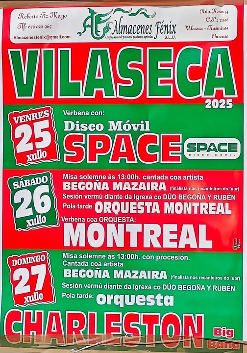 Cartel das festas de Vilaseca.