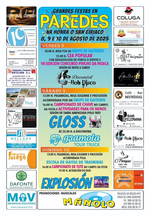 Cartel das festas de Paredes.