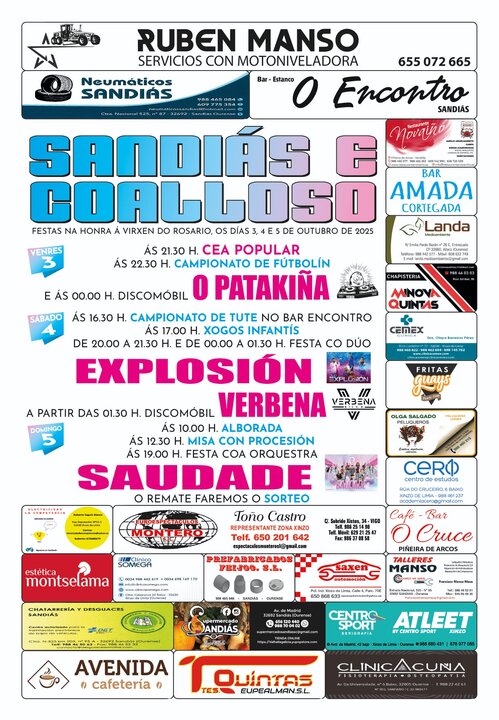 Cartel das festas de Sandiás e Coalloso. | FOTO: Gráficas Cars.