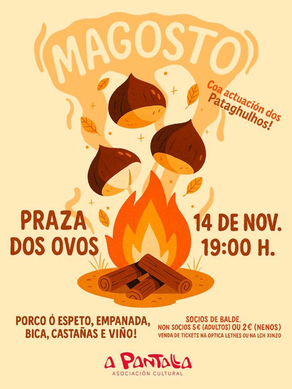 A Asociación A Pantalla celebra o seu tradiconal Magosto na praza dos Ovos.