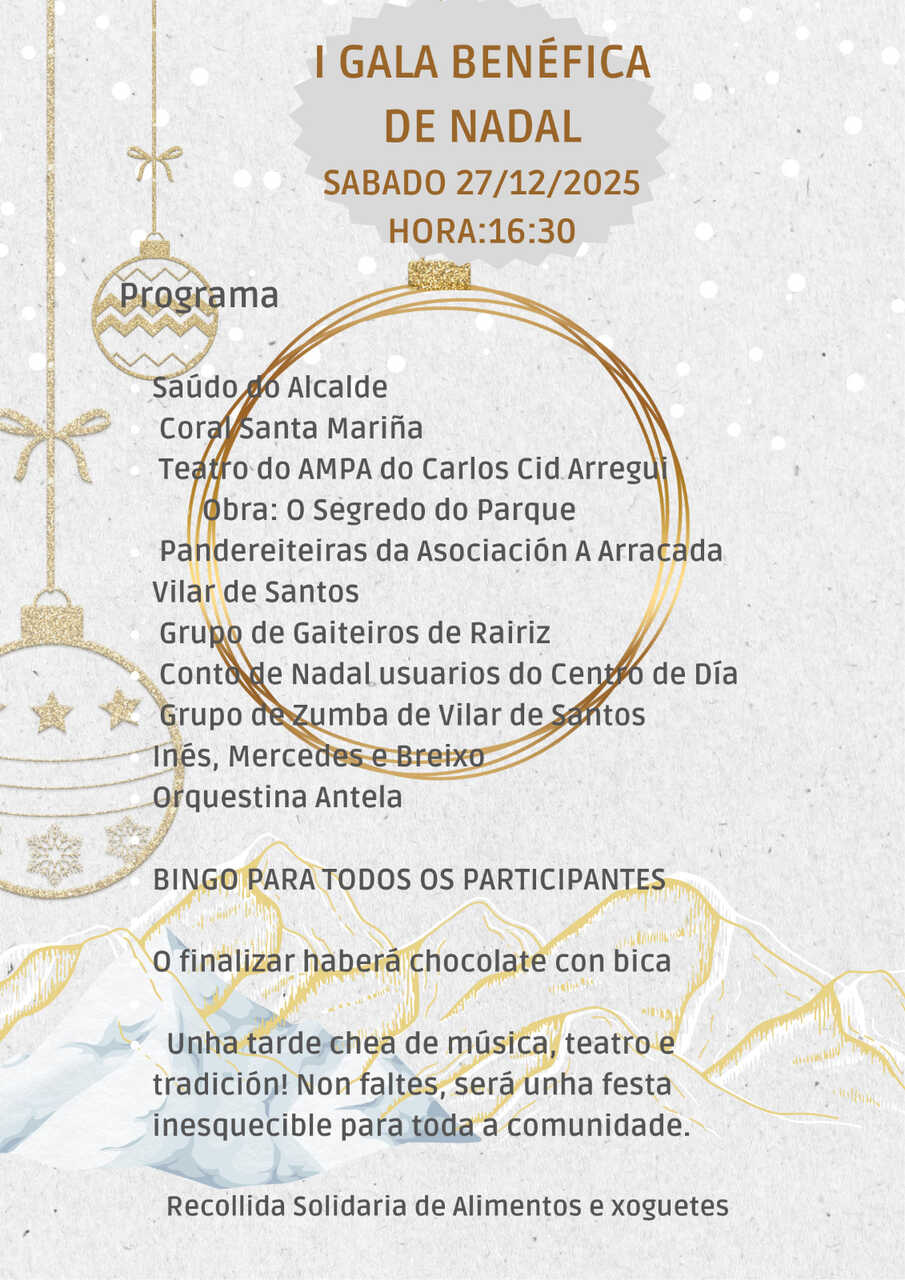Programa da I Gala Benéfica de Nadal do Concello de Vilar de Santos.