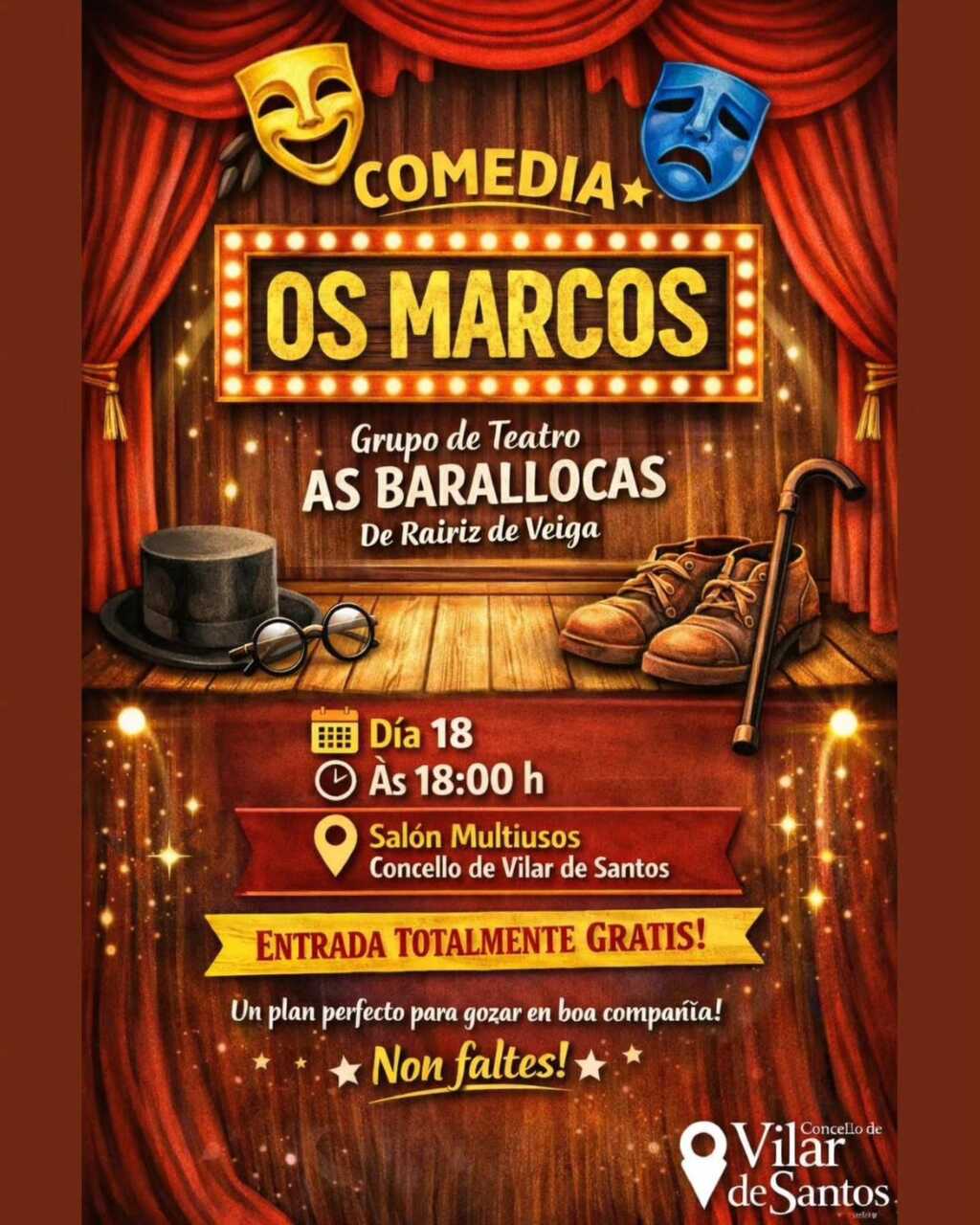 A comedia "Os Marcos" en Vilar de Santos.