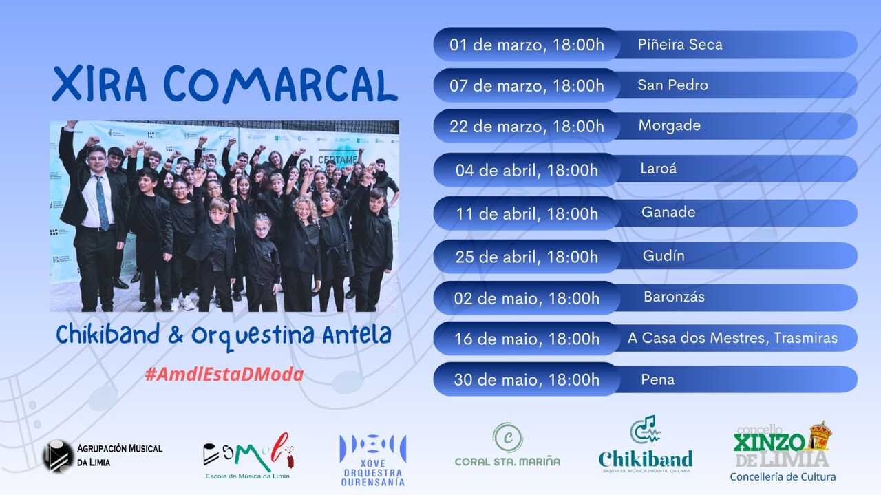 O cartel da xira detalla as nove datas e ubicacións que poderán gozar en directo destas xoves promesas ata finais do mes de maio.