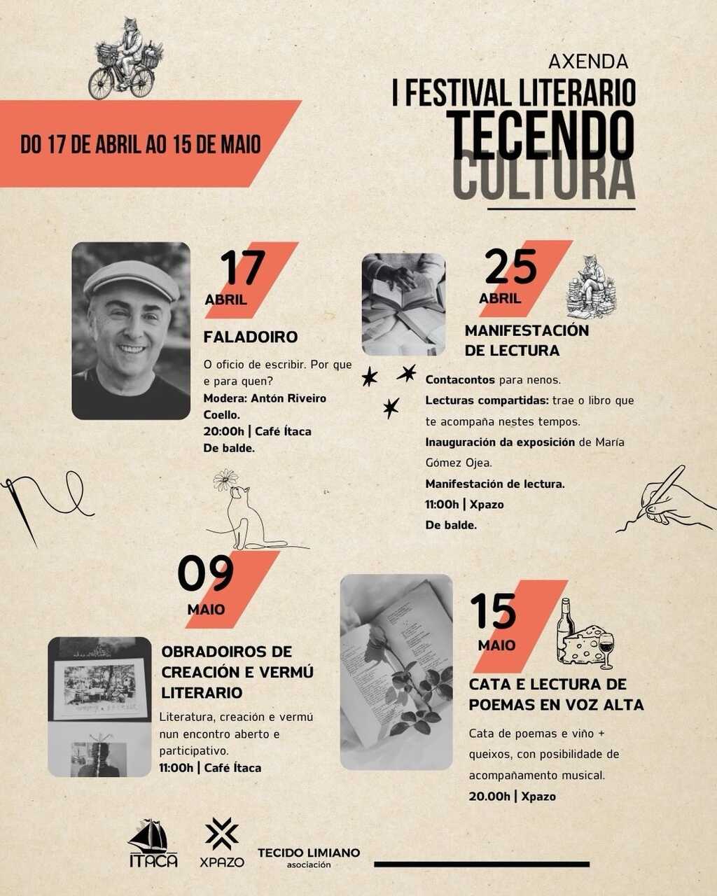 Programación do I Festival Literario Tecendo Cultura en Xinzo de Limia.