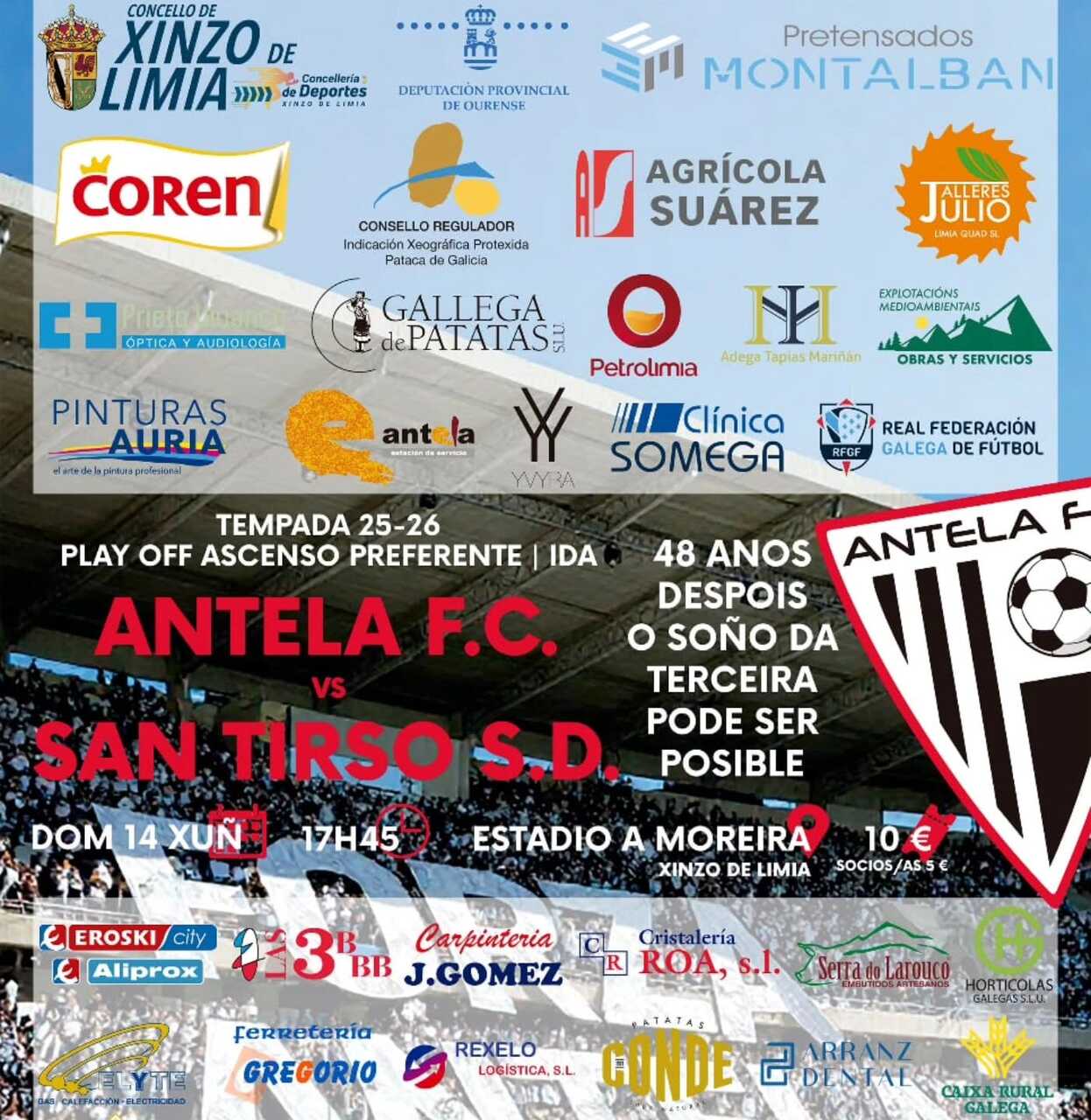 Cartel do partido de ida da final do play off de ascenso a Terceira Federación.